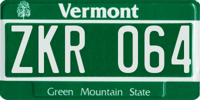 VT license plate ZKR064