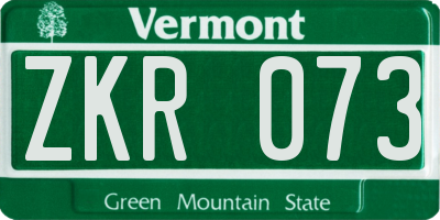 VT license plate ZKR073