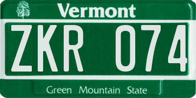 VT license plate ZKR074