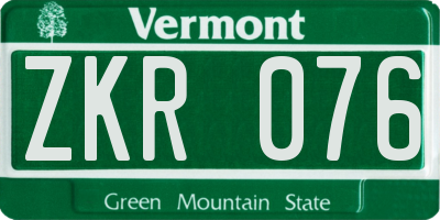 VT license plate ZKR076