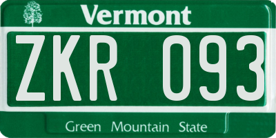 VT license plate ZKR093