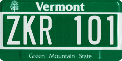 VT license plate ZKR101
