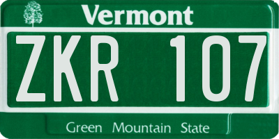 VT license plate ZKR107