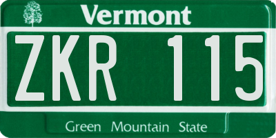 VT license plate ZKR115