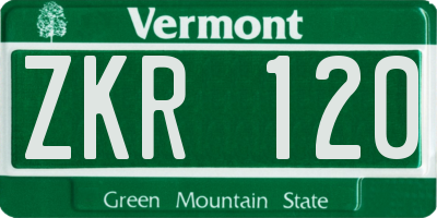 VT license plate ZKR120