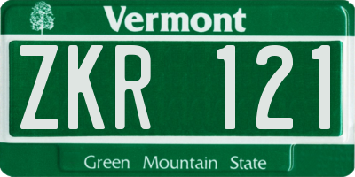 VT license plate ZKR121