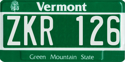 VT license plate ZKR126