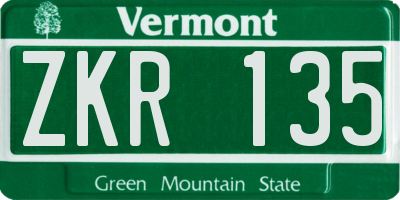VT license plate ZKR135