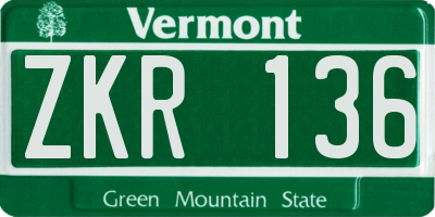 VT license plate ZKR136