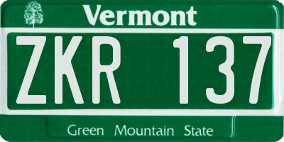 VT license plate ZKR137