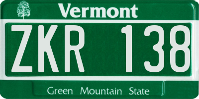VT license plate ZKR138