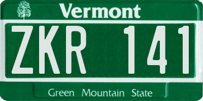 VT license plate ZKR141