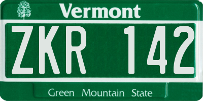 VT license plate ZKR142