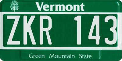 VT license plate ZKR143