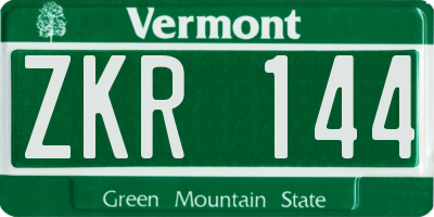 VT license plate ZKR144