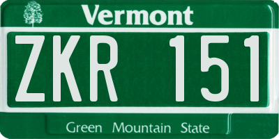 VT license plate ZKR151