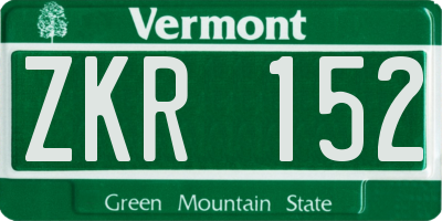 VT license plate ZKR152
