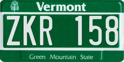 VT license plate ZKR158