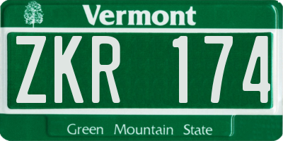 VT license plate ZKR174