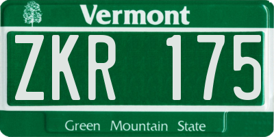 VT license plate ZKR175