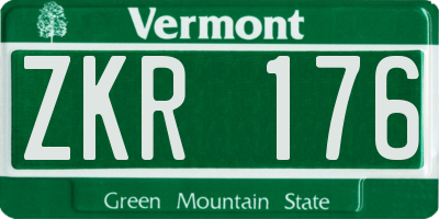 VT license plate ZKR176