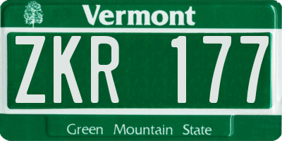 VT license plate ZKR177