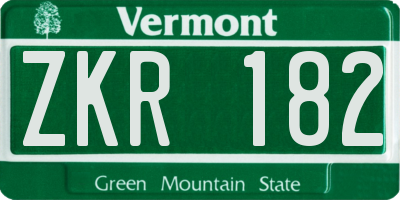 VT license plate ZKR182