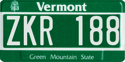 VT license plate ZKR188