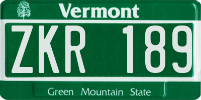 VT license plate ZKR189