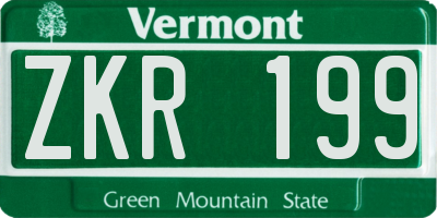 VT license plate ZKR199