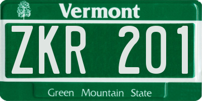 VT license plate ZKR201