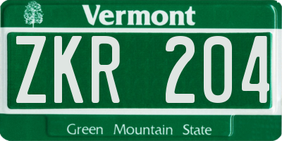 VT license plate ZKR204