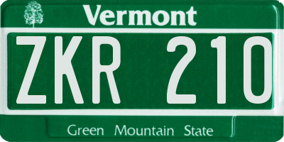 VT license plate ZKR210