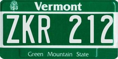 VT license plate ZKR212