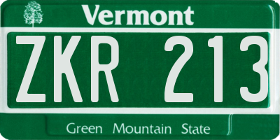 VT license plate ZKR213