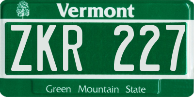 VT license plate ZKR227
