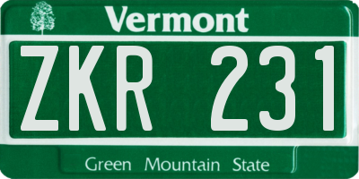 VT license plate ZKR231