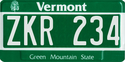 VT license plate ZKR234