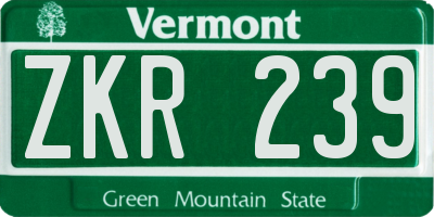 VT license plate ZKR239