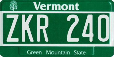 VT license plate ZKR240