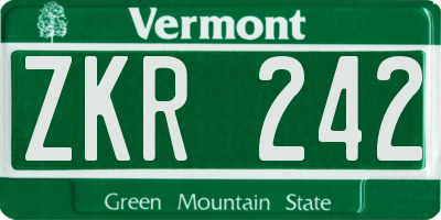 VT license plate ZKR242