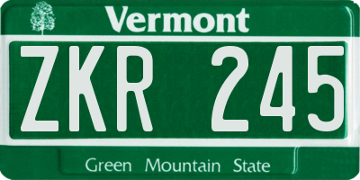 VT license plate ZKR245