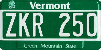 VT license plate ZKR250