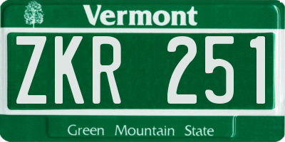 VT license plate ZKR251