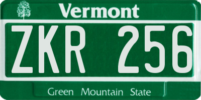 VT license plate ZKR256