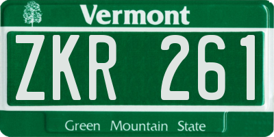 VT license plate ZKR261