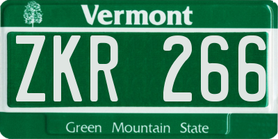 VT license plate ZKR266