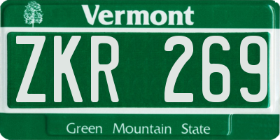 VT license plate ZKR269