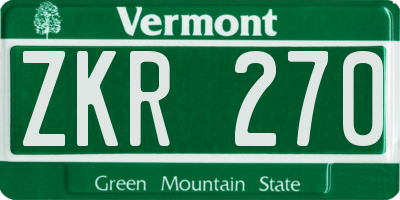 VT license plate ZKR270