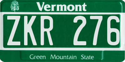 VT license plate ZKR276